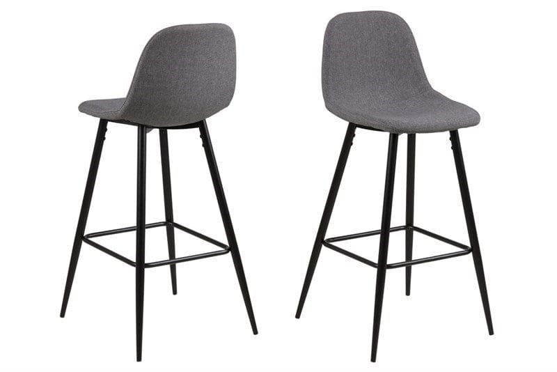 Set di 2 sgabelli da bar in tessuto Wilma Grigio