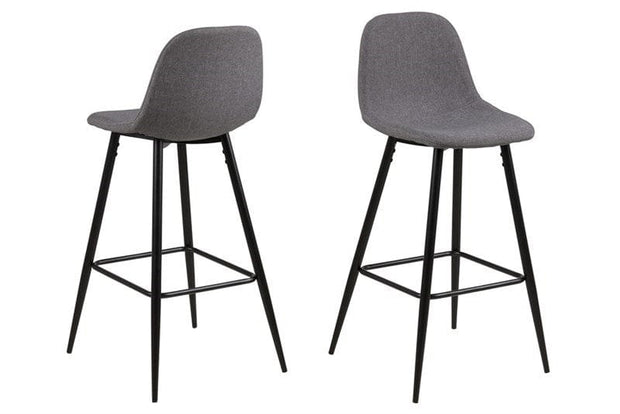 Set di 2 sgabelli da bar in tessuto Wilma Grigio