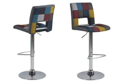 Actona Set di 2 sgabelli da bar rivestiti in tessuto e gamba in metallo Sylvia Multicolor / Chrome, L41,5xL52xH115 cm