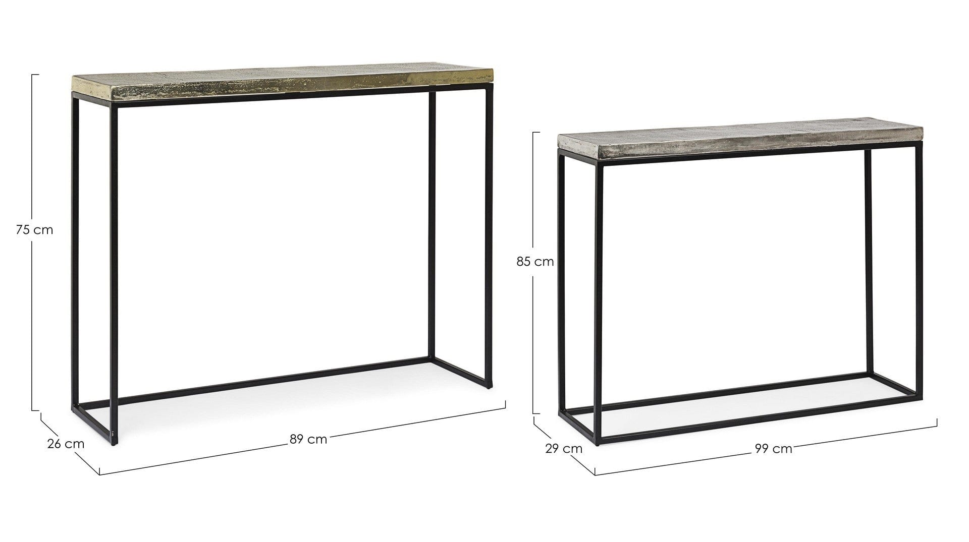 Set di 2 Tavoli Consolle Amira Antique Oro (7)