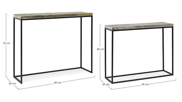 Set di 2 Tavoli Consolle Amira Antique Oro (7)