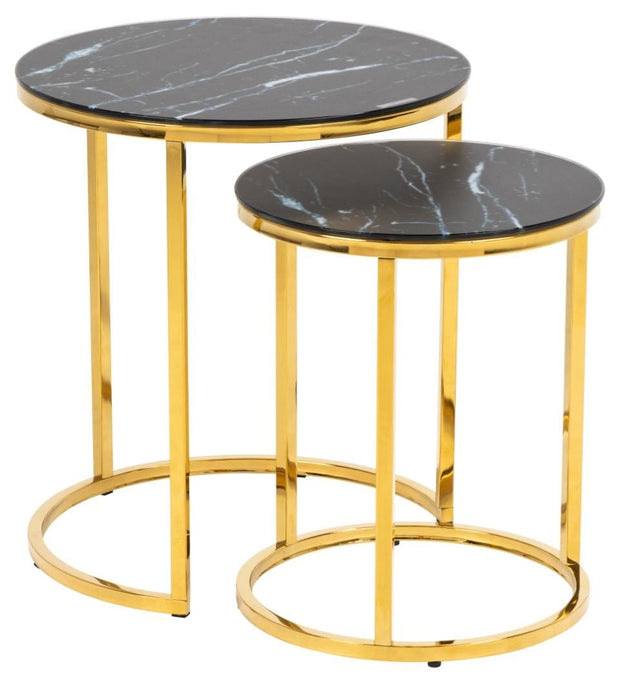 Set di 2 tavolini da caffè Alisma Round Nero