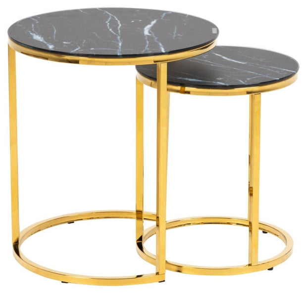 Set di 2 tavolini da caffè Alisma Round Nero (4)