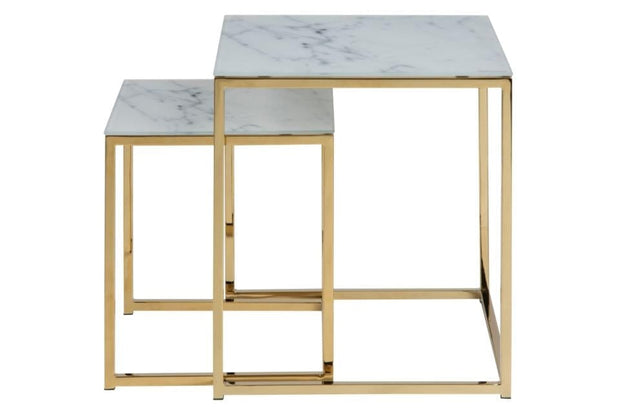 Set di 2 tavolini da caffè Alisma Square Bianco (5)
