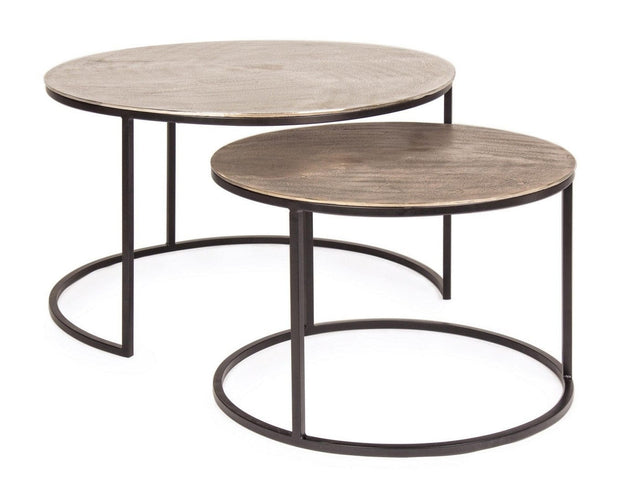 Set di 2 tavolini da caffè Amira Round Argento (2)