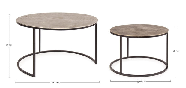 Set di 2 tavolini da caffè Amira Round Argento (7)
