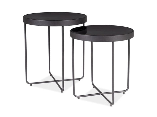Set di 2 tavolini da caffè Athia Nero