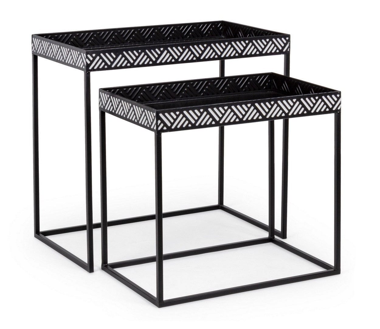 Set di 2 tavolini da caffè Inky Bianco e Nero