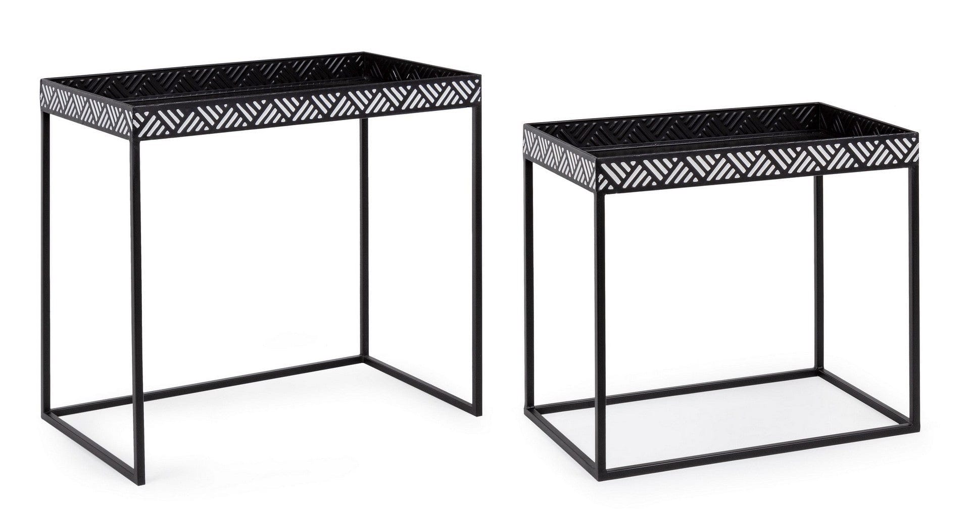 Set di 2 tavolini da caffè Inky Bianco e Nero (1)