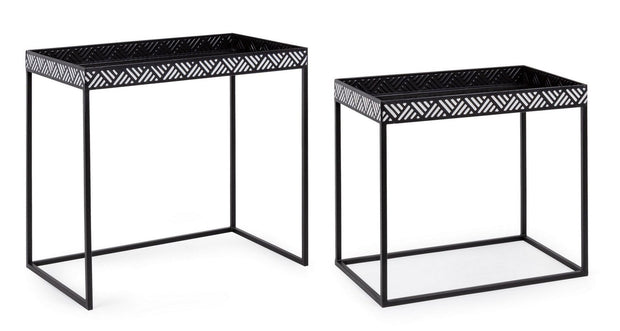 Set di 2 tavolini da caffè Inky Bianco e Nero (1)