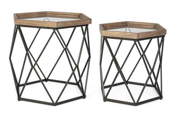 Set di 2 tavolini da caffè Smith A Hexagonal Trasparente