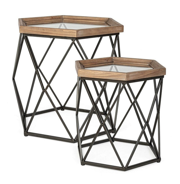 Set di 2 tavolini da caffè Smith A Hexagonal Trasparente (1)