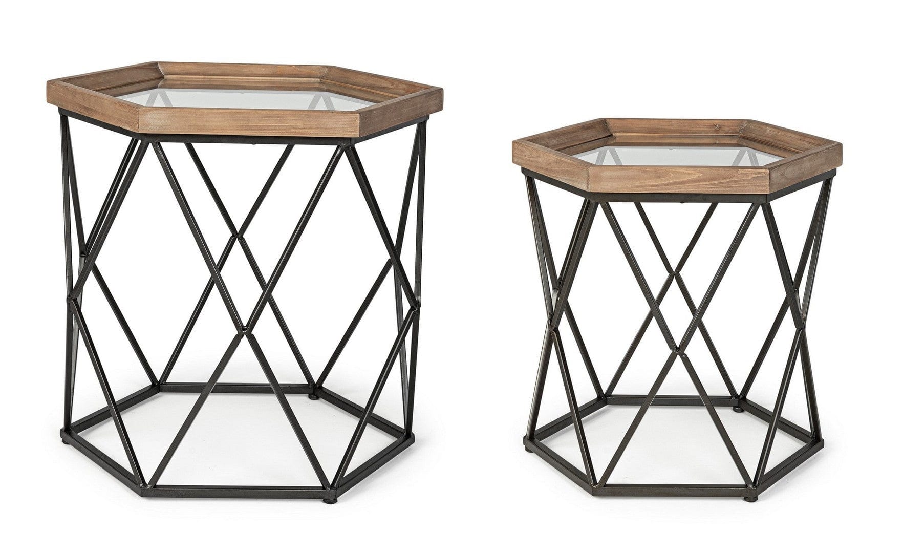 Set di 2 tavolini da caffè Smith A Hexagonal Trasparente (2)