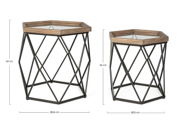 Set di 2 tavolini da caffè Smith A Hexagonal Trasparente (4)