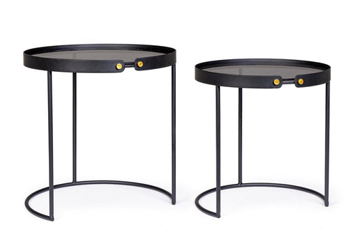 Set di 2 tavolini da caffè Zeina Media Grigio