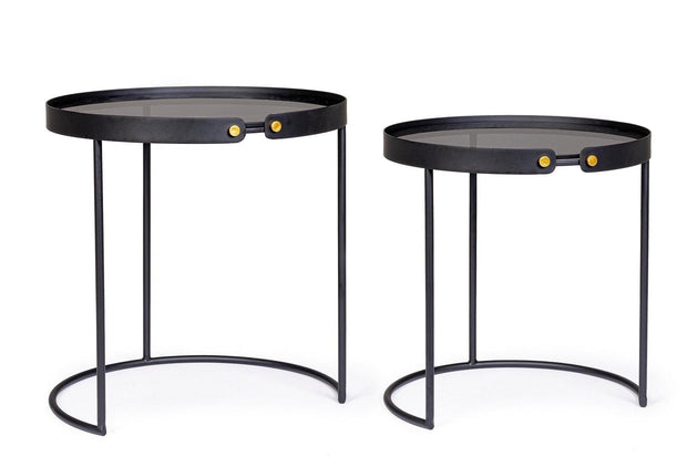 Set di 2 tavolini da caffè Zeina Media Grigio