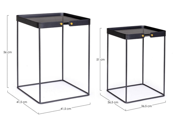 Set di 2 tavolini da caffè Zeina Square Grigio (5)