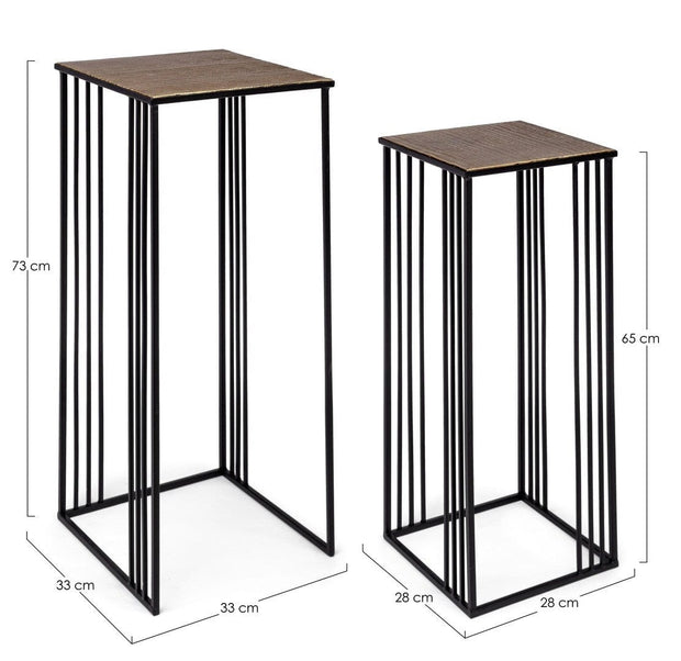 Set di 2 tavolini Elvin Alto Oro (7)