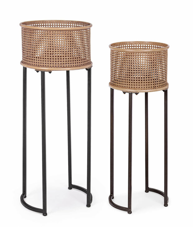 Set di 2 vasi per piante Elton Round Naturale
