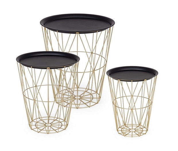 Set di 3 tavolini da caffè Atom Nero