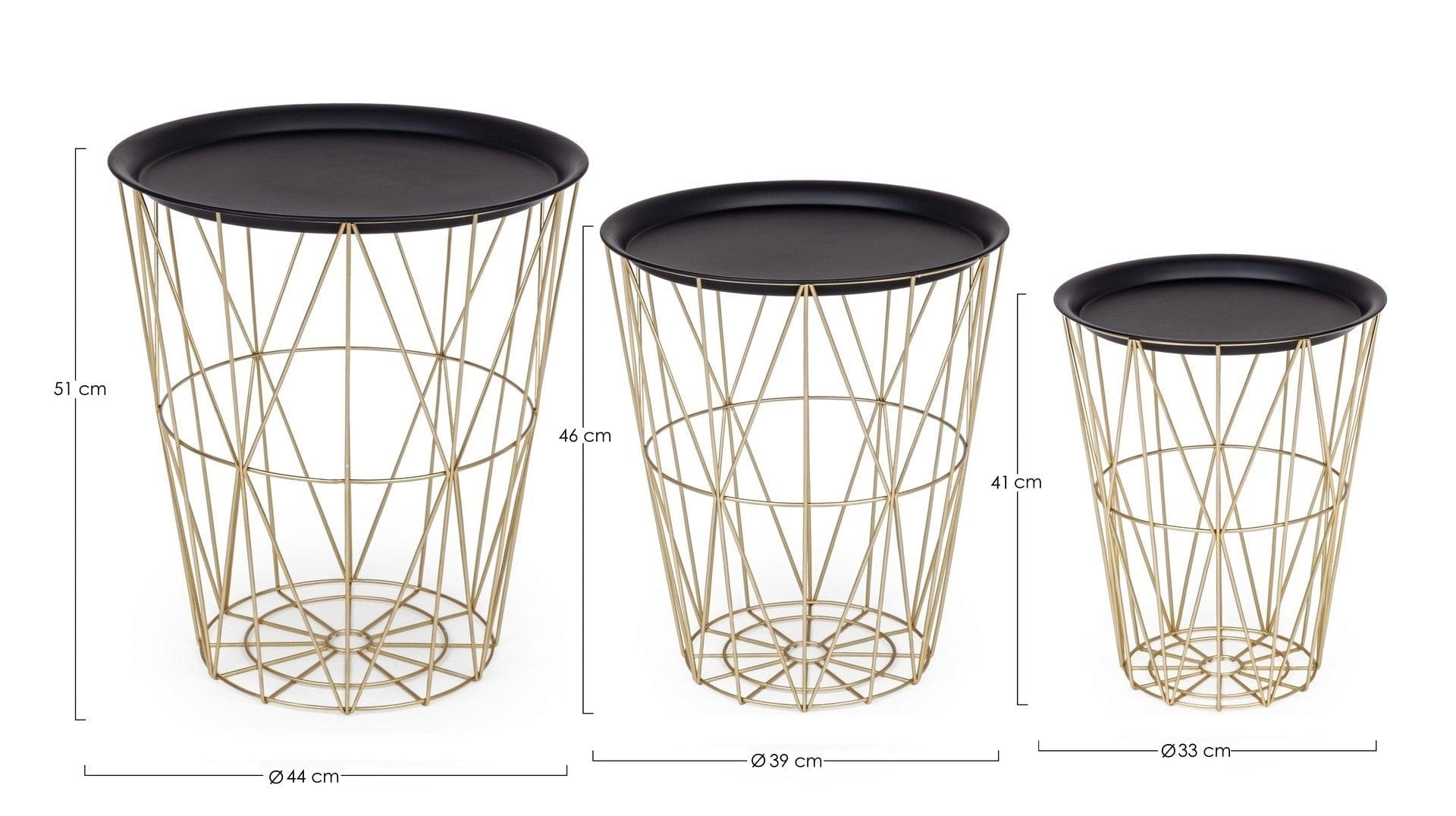Set di 3 tavolini da caffè Atom Nero (2)