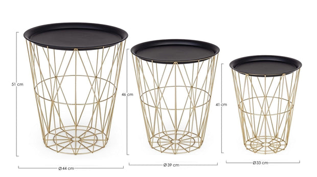 Set di 3 tavolini da caffè Atom Nero (2)