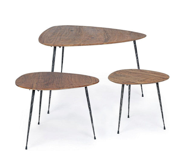 Set di 3 tavolini da caffè Boscage Naturale (2)