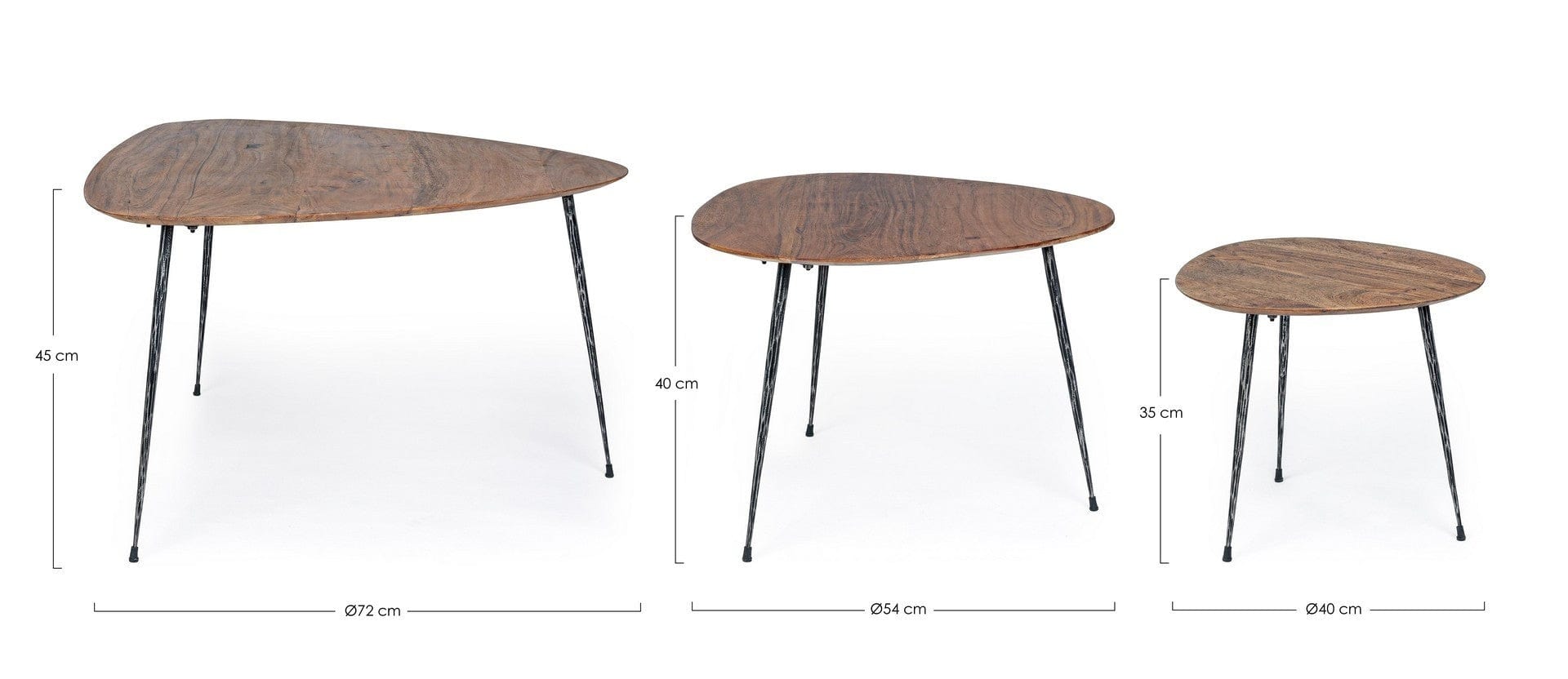 Set di 3 tavolini da caffè Boscage Naturale (5)