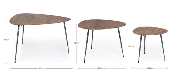 Set di 3 tavolini da caffè Boscage Naturale (5)