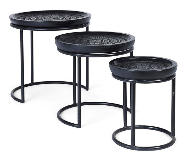 Set di 3 tavolini da caffè Kirtan Round Nero