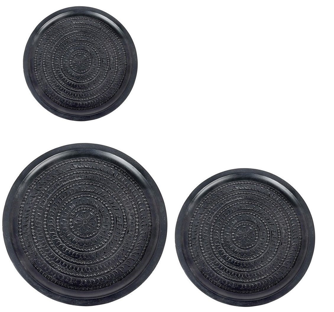 Bizzotto Set di 3 tavolini da caffè Kirtan Round Nero