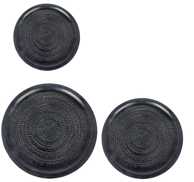 Bizzotto Set di 3 tavolini da caffè Kirtan Round Nero