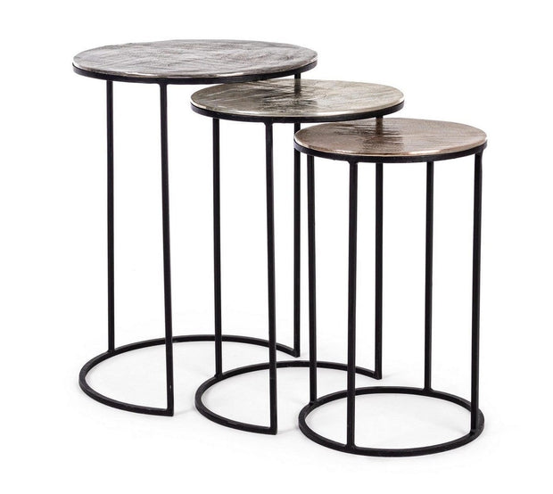 Set di 3 tavolini da caffè Tahir Round Multicolore (3)