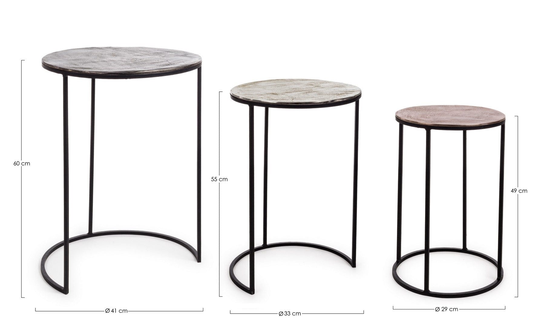 Set di 3 tavolini da caffè Tahir Round Multicolore (9)