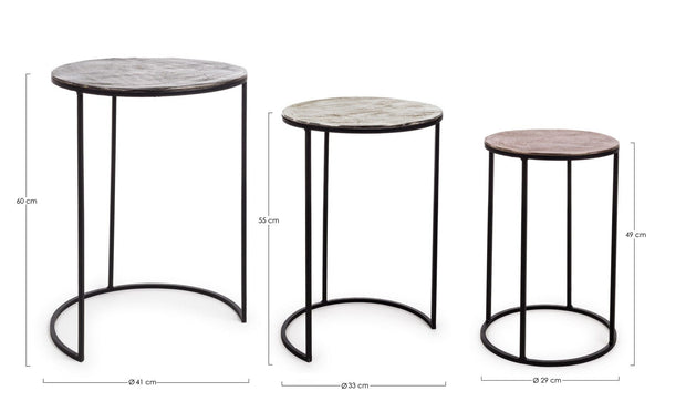 Set di 3 tavolini da caffè Tahir Round Multicolore (9)
