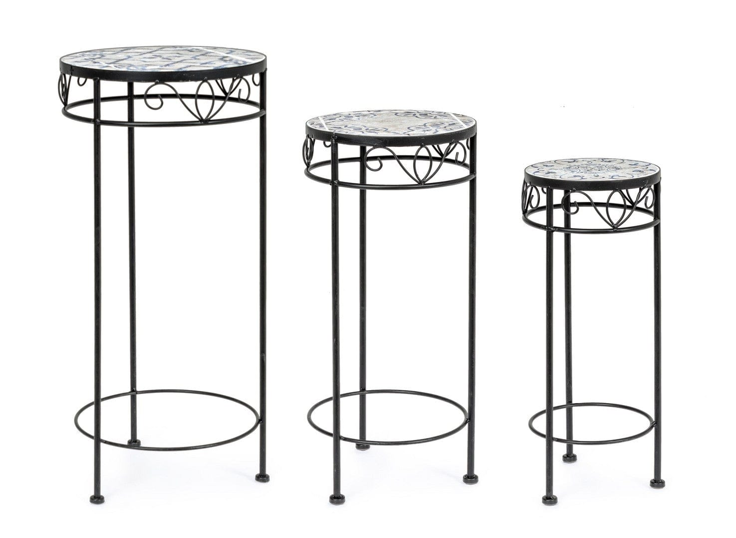 Set di 3 tavolini Erice Round Multicolore