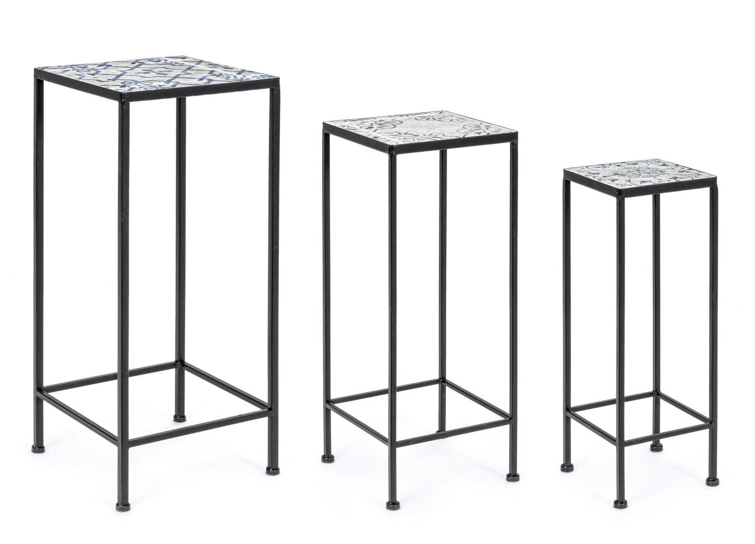 Set di 3 tavolini Erice Square Multicolore