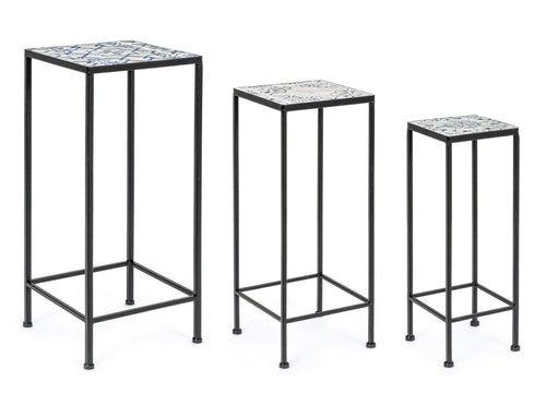 Set di 3 tavolini Erice Square Multicolore