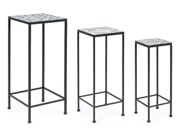 Set di 3 tavolini Erice Square Multicolore