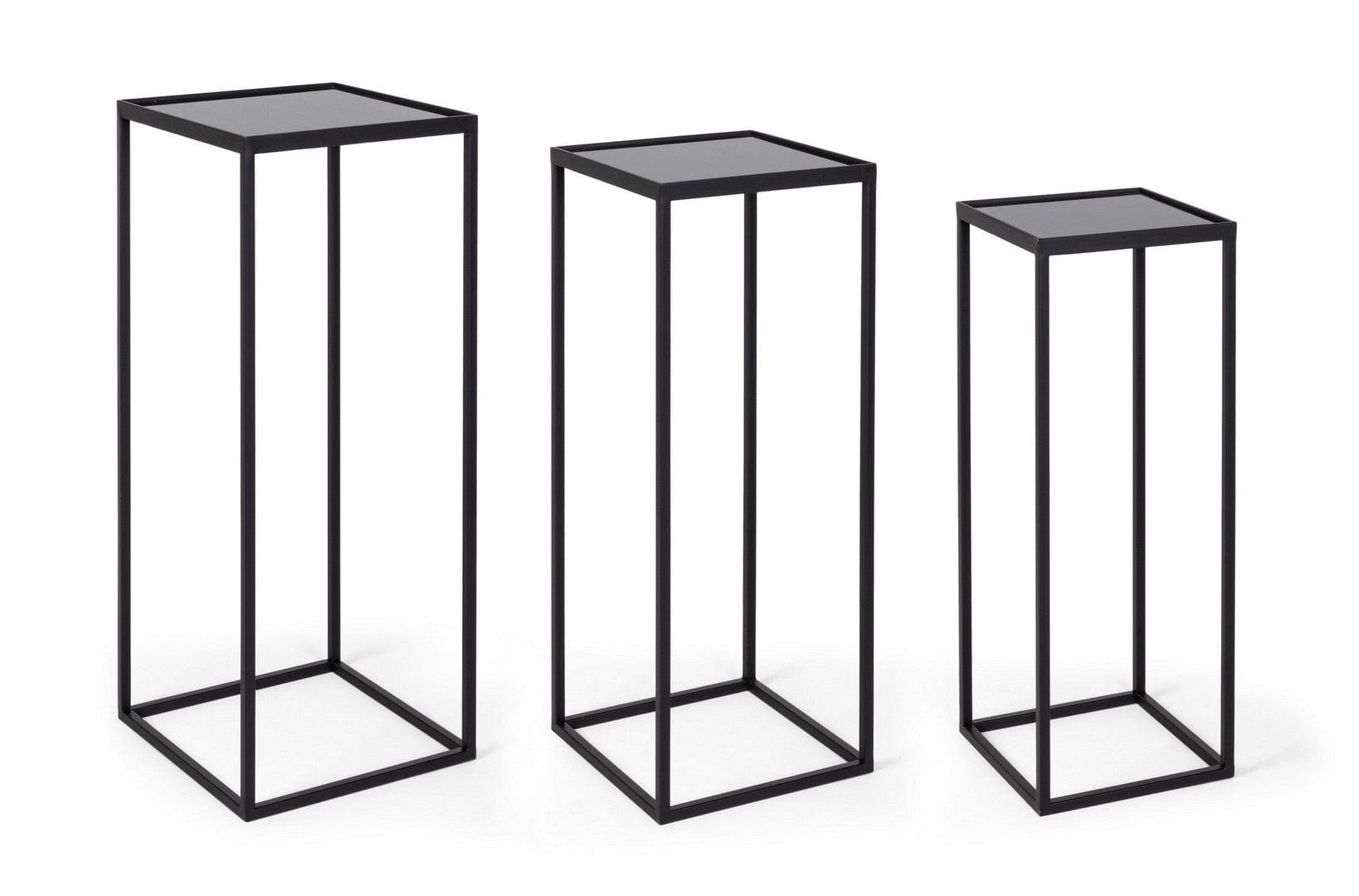 Set di 3 tavolini Nucleos Square Nero