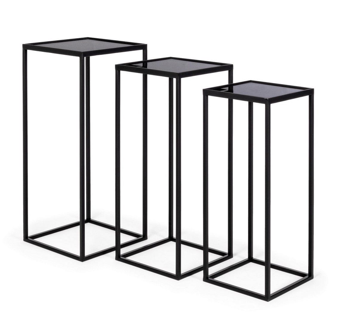 Set di 3 tavolini Nucleos Square Nero (1)