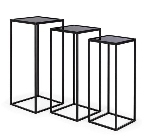 Set di 3 tavolini Nucleos Square Nero (1)