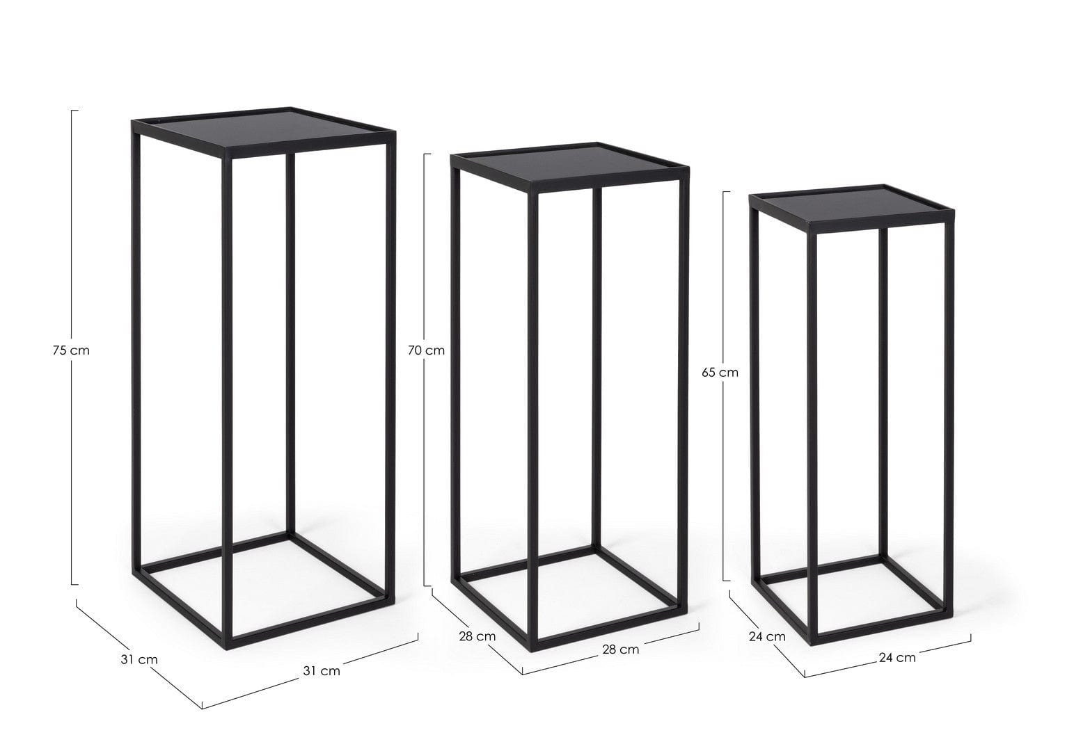 Set di 3 tavolini Nucleos Square Nero (4)