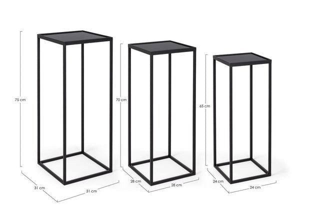 Set di 3 tavolini Nucleos Square Nero (4)