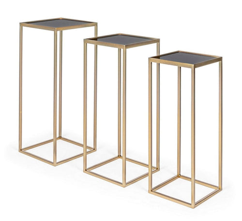 Set di 3 tavolini Nucleos Square Oro (1)