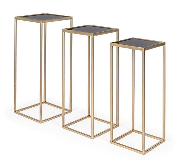 Set di 3 tavolini Nucleos Square Oro (1)