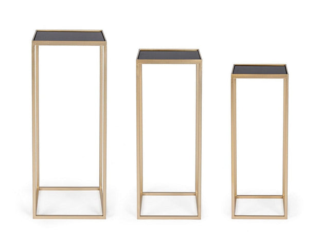 Set di 3 tavolini Nucleos Square Oro (2)