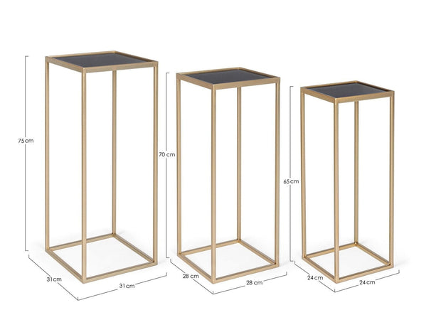 Set di 3 tavolini Nucleos Square Oro (4)
