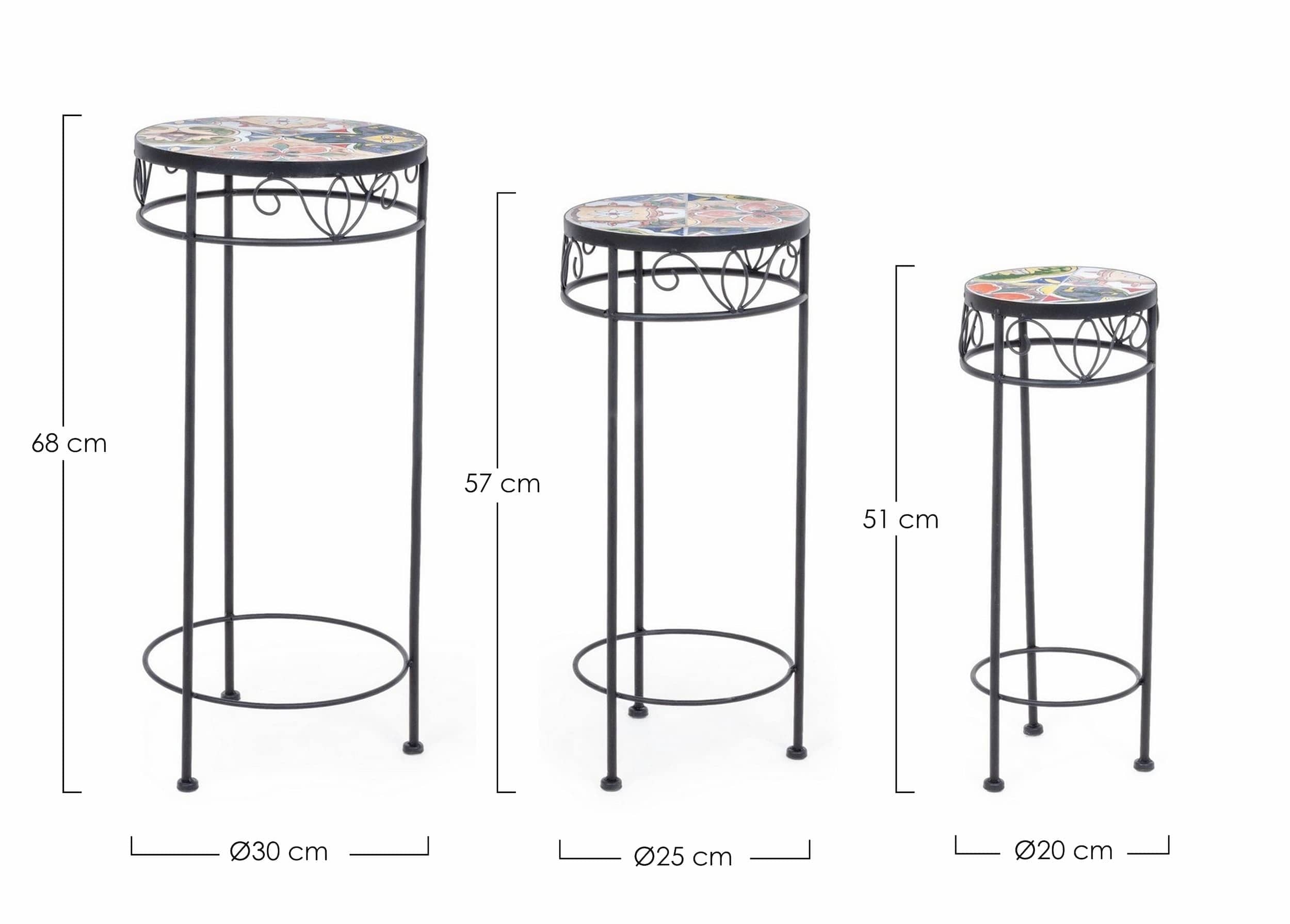 Set di 3 tavolini Paloma round Multicolore (4)