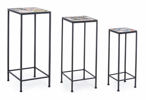 Set di 3 tavolini Paloma Square Multicolore